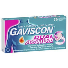 Load image into Gallery viewer, Gaviscon Dual Action Chewable Peppermint Tablets 16 Pack