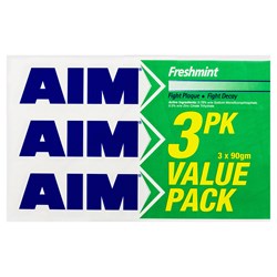 Aim Value 3 Pack Freshmint Toothpaste (3 x 90g)