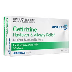 ApoHealth Cetirizine 10mg Hayfever & Allergy Relief 50 Tablets