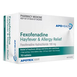 ApoHealth Fexofenadine 180mg Hayfever & Allergy Relief 70 Tablets