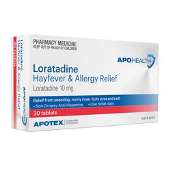 ApoHealth Loratadine 10mg Hayfever & Allergy Relief 30 Tablets