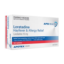 ApoHealth Loratadine 10mg Hayfever & Allergy Relief 50 Tablets