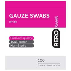 AeroSwab Non-sterile Gauze Swabs 7.5cm x 7.5cm 100 Pack