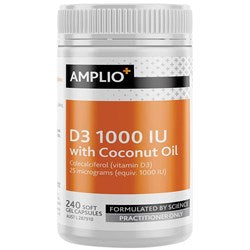Amplio D3 1000 IU with Coconut Oil 240 Soft Gel Capsules