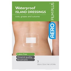 AeroFilm Plus Waterproof Island Film Dressings 10cm x 12cm 3 Pack