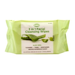 Aloe Vera 3 in 1 Facial Cleansing Wipes 30 Pack